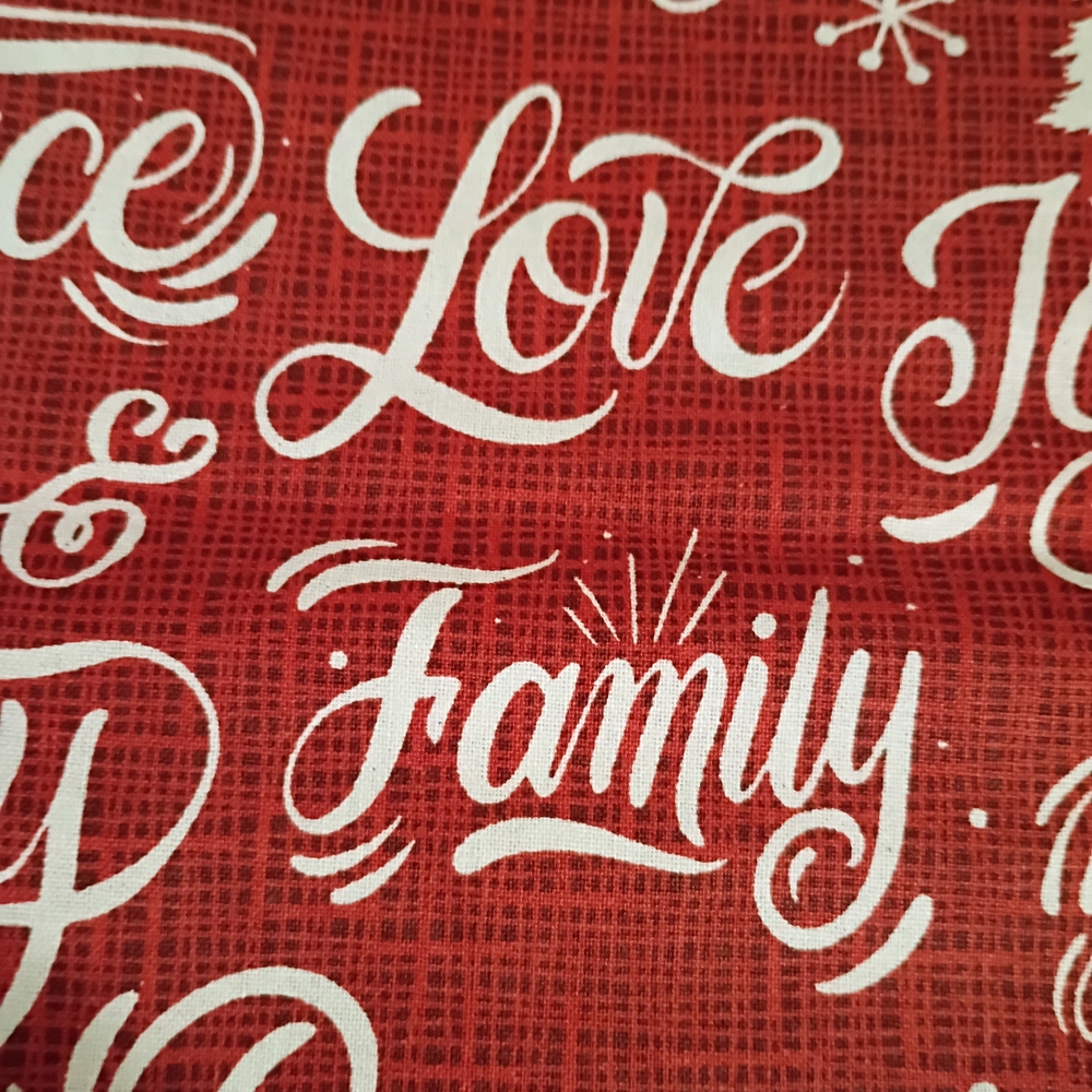 Red Holiday Love & Family Decorative Cotton Fabric Fat Quarter Set Of 3